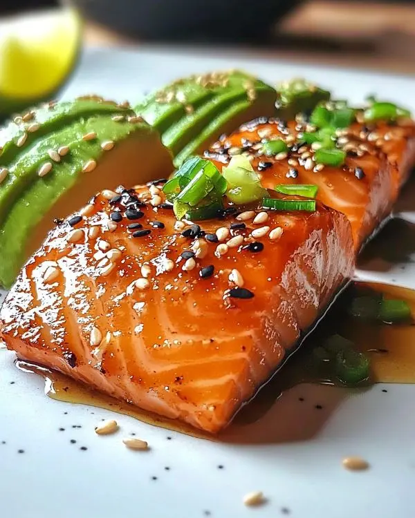 Tataki de Saumon Laqué Miel-Gingembre 4 Tataki de Saumon Laqué Miel-Gingembre, Purée d'Avocat au Citron Vert & Sésame