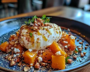 Burrata sur Courge Butternut Rôtie au Miel