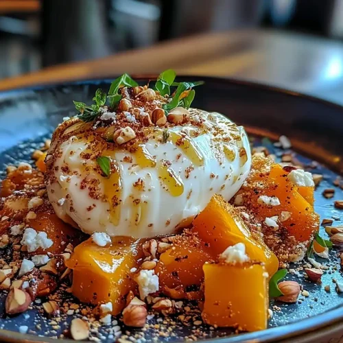Burrata sur Courge Butternut Rôtie au Miel