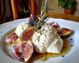 Burrata sur Figues Fraîches Rôties au Miel