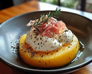 Burrata sur Melon Grillé au Romarin