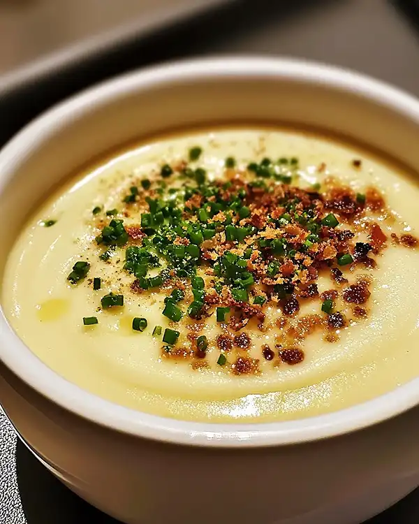 Île Flottante Salée à la Truffe 3 Île Flottante Salée à la Truffe sur Velouté de Topinambour & Chips de Pancetta