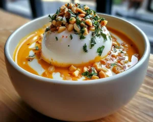 Île Flottante Salée au Curry Vert en plat