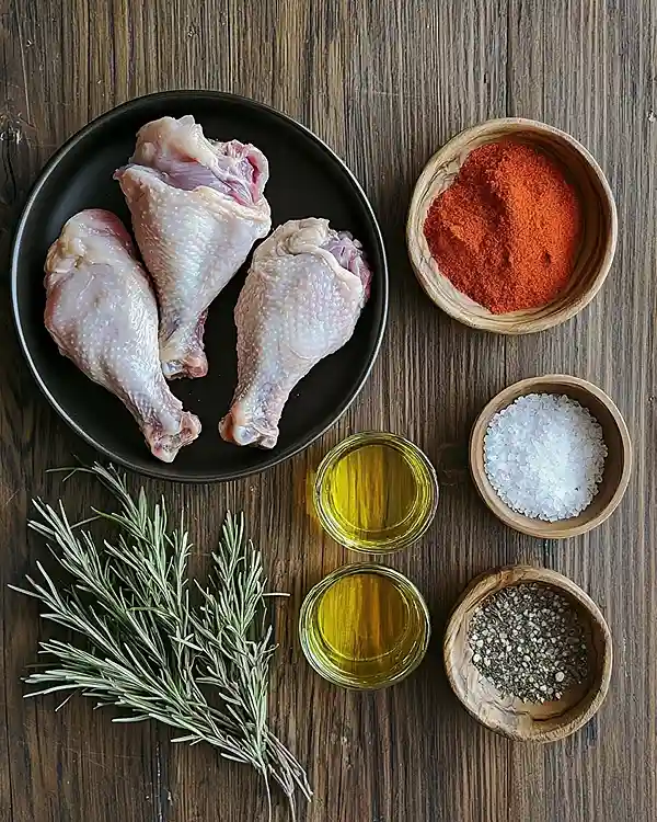 Les ingrédients pour Cuisses de poulet au four