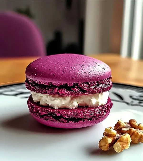Macaron Salé Betterave & Chèvre Frais aux Noix