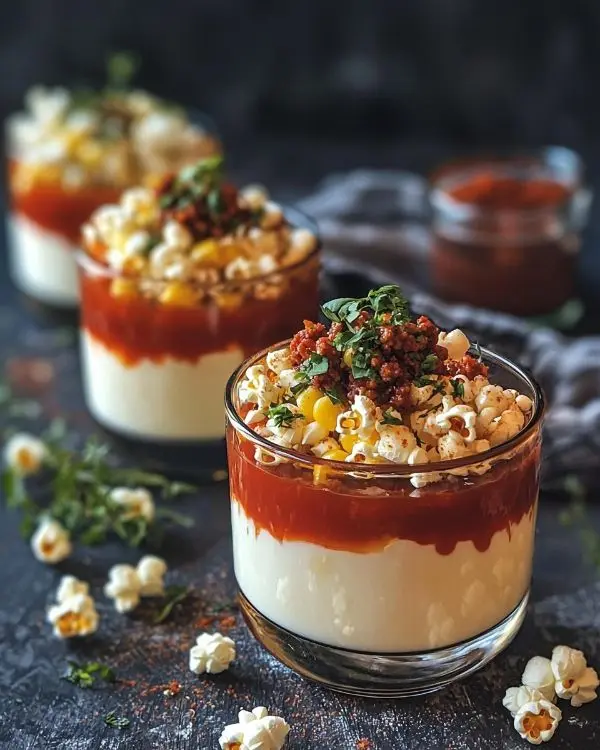 La Panna Cotta Salée Choc 3 Panna Cotta Salée Choc Panna Cotta au Maïs, Coulis de Chorizo & Popcorn Pimenté