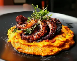 Poulpe Grillé Purée de Patate Douce