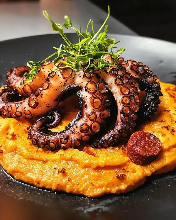 Recette Poulpe Grillé Purée de Patate Douce