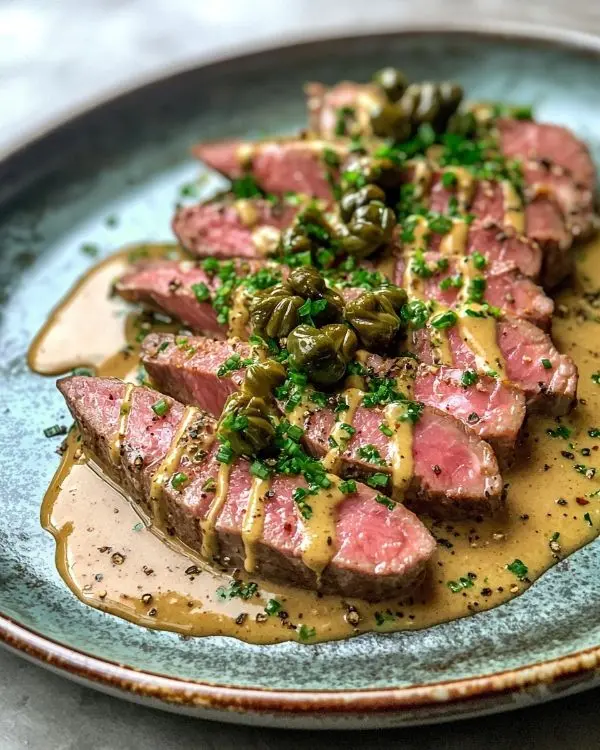 Tataki de Veau Sauce Vitello Tonnato & Câpres Frites 3 Recette Tataki de Veau Sauce Vitello