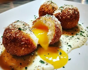 Cromesquis d’Œuf Mollet à la Truffe & Crème de Parmesan