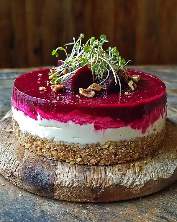 Cheesecake Salé Betterave & Chèvre, Base Croustillante aux Noix