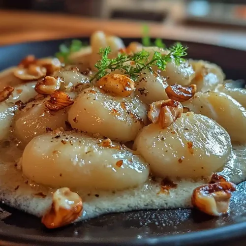 Gnocchis Poêlés, Crème de Gorgonzola & Poires Rôties 3 Gnocchis Poêlés