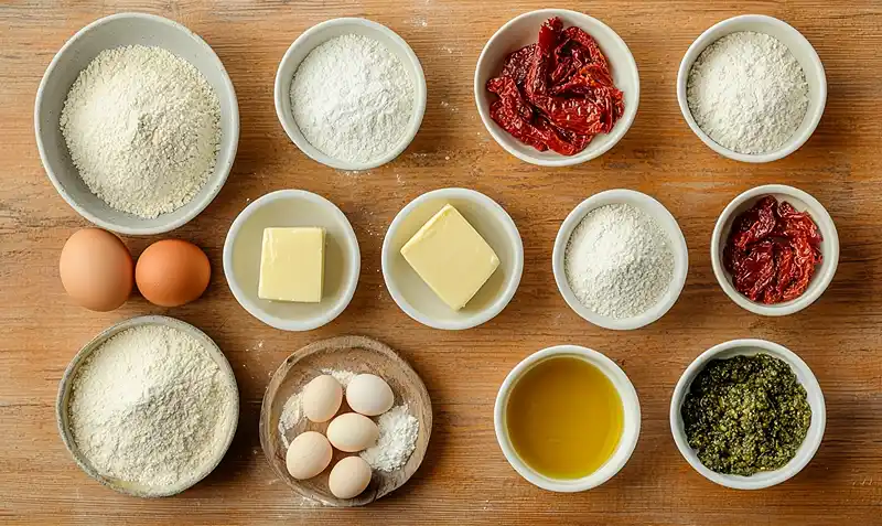 Cookie Salé au Chorizo 4 Les ingrédients pour Cookie Salé au Chorizo avec Cœur Coulant de Scamorza et Pesto de Tomates Séchées