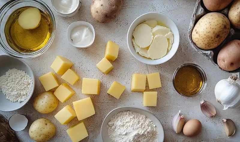 Les ingrédients pour Cromesquis d’Aligot à la Truffe, Cœur Coulant de Cantal