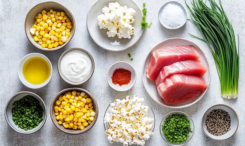 Les ingrédients pour Tataki de Thon Rouge avec Crème de Maïs Fumé