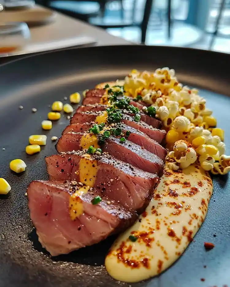 Ma recette Tataki de Thon Rouge avec Crème de Maïs