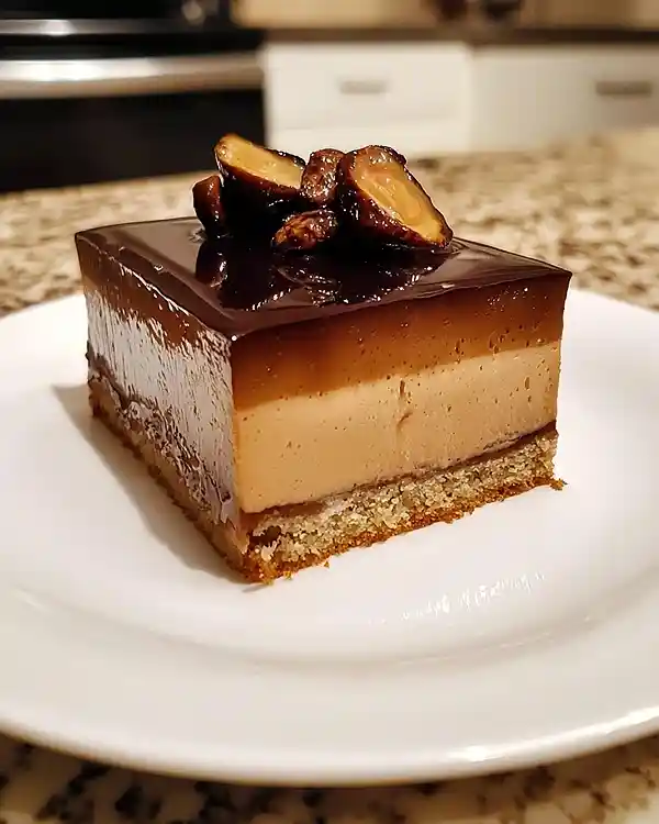 Opéra Salé au Foie Gras 3 Opéra Salé au Foie Gras, Pain d'Épices et Glaçage aux Cèpes
