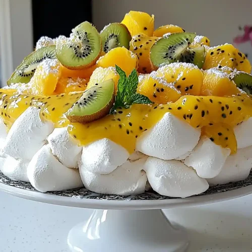Pavlova Festive aux Fruits Exotiques