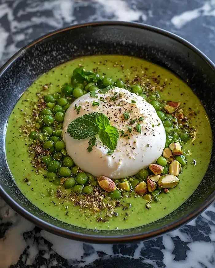 Recette Burrata sur Velouté Glacé