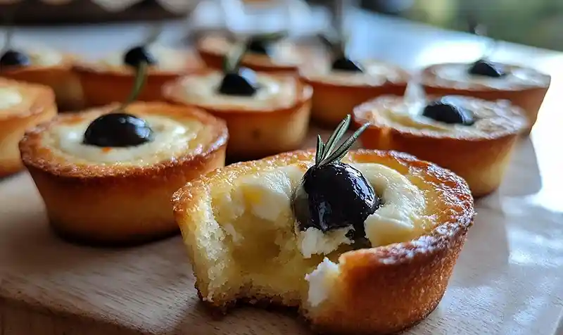 Recette Financier Salé aux Olives Noires, Cœur Feta & Romarin