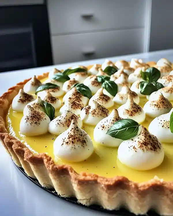 Recette Tarte au Citron Meringuée Salée avec sablé parmesan et crème