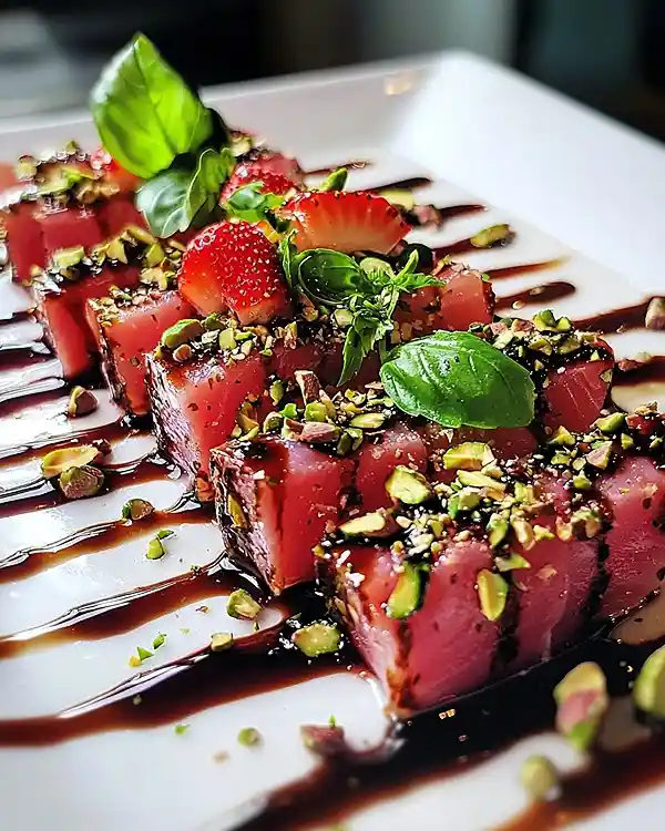 Recette Tataki de Thon Rouge Vierge de Fraises au Basilic