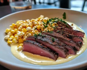 Tataki de Thon Rouge avec Crème de Maïs Fumé