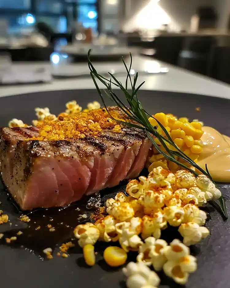 Tataki de Thon Rouge avec Crème de Maïs