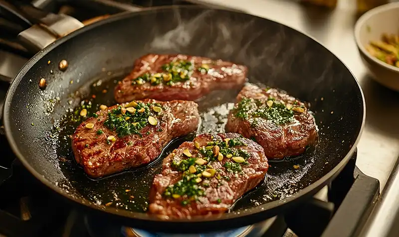 Tataki de Veau avec Sauce Gremolata 4 La cuisson de Tataki de Veau avec Sauce Gremolata