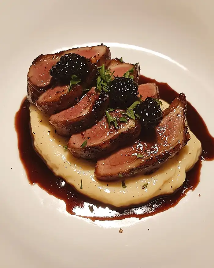 Tataki de Canard Laqué à la Mûre, Purée de Panais à la Fève Tonka 5 Recette Tataki de Canard Laqué à la Mûre