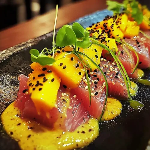 Tataki de Thon Rouge Crème d'Avocat au yuzu 2 Tataki de Thon Rouge Crème d'Avocat