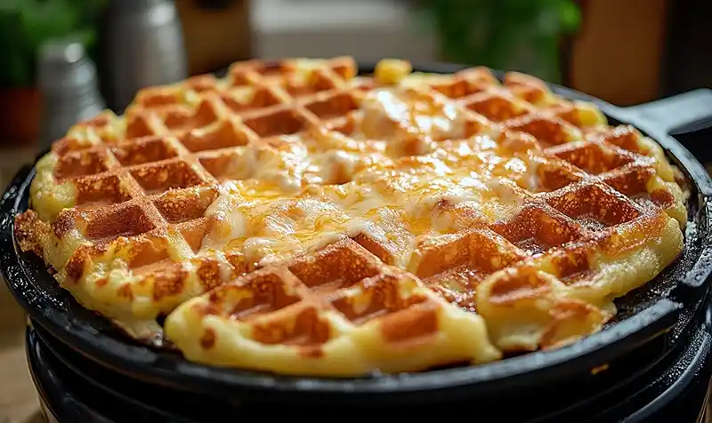 La préparation de la Gaufre de Pomme de Terre et Effiloché de Bœuf Fumé