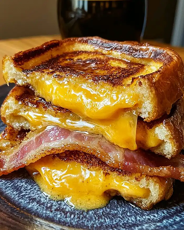 Pain Perdu Façon Welsh, Cœur Coulant de Cheddar & Lard Fumé