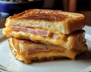 Pain Perdu Salé Façon Welsh Cœur Coulant de Cheddar & Jambon, Oignons Frits
