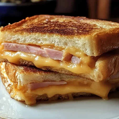 Pain Perdu Salé Façon Welsh Cœur Coulant de Cheddar & Jambon, Oignons Frits