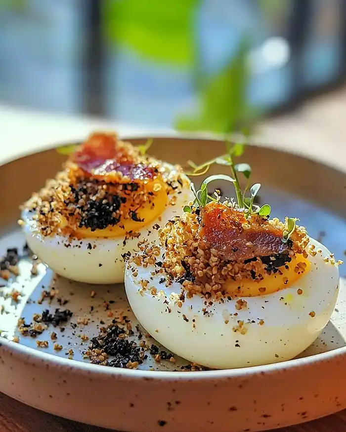 Recette Œuf Mollet Pané au Sarrasin Crème de Topinambour