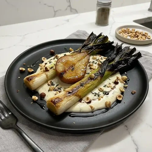Recette Poireaux Brûlés avec Crème de Gorgonzola