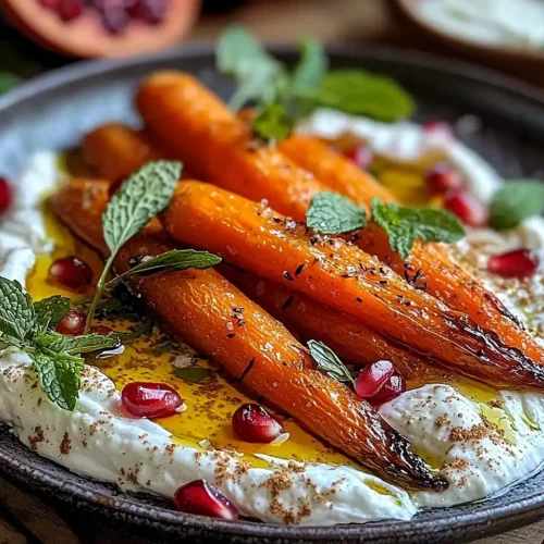 Burrata sur Carottes Rôties au Cumin & Miel 2 Burrata sur Carottes Rôties au Cumin & Miel, Sauce Yaourt au Tahini