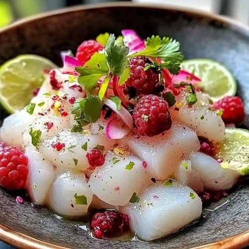 Ceviche de Bar au Lait de Coco et Framboises 2 Ceviche de Bar au Lait de Coco et Framboises