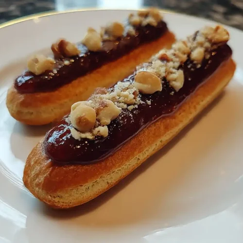 Éclair au Foie Gras & Confit de Figue, Éclats de Noisettes Torréfiées 2 Éclair au Foie Gras & Confit de Figue