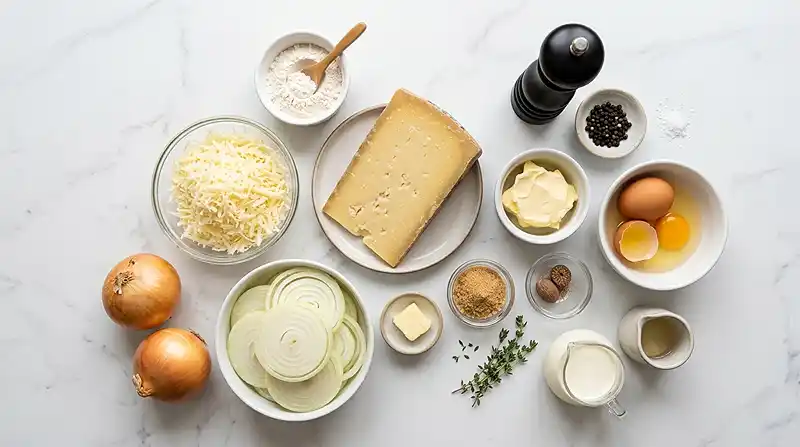 Fondant Salé au Comté 24 Mois, Cœur de Confit d'Oignons 3 Les ingrédients pour Fondant Salé au Comté 24 Mois