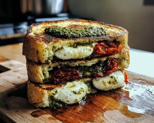 Pain Perdu Salé Façon Caprese Cœur Coulant de Mozzarella & Pesto
