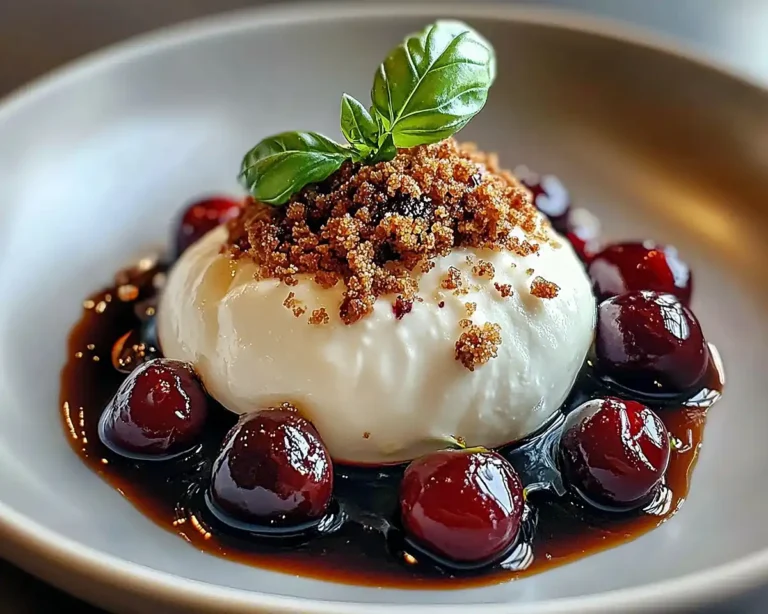 Burrata sur Cerises Rôties au Balsamique