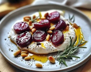 Burrata sur Prunes Rôties au Miel