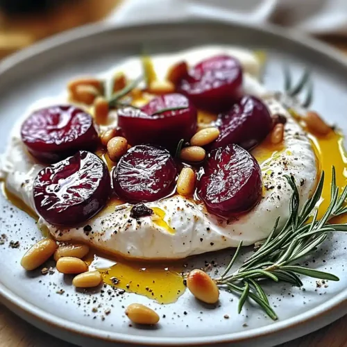 Burrata sur Prunes Rôties au Miel