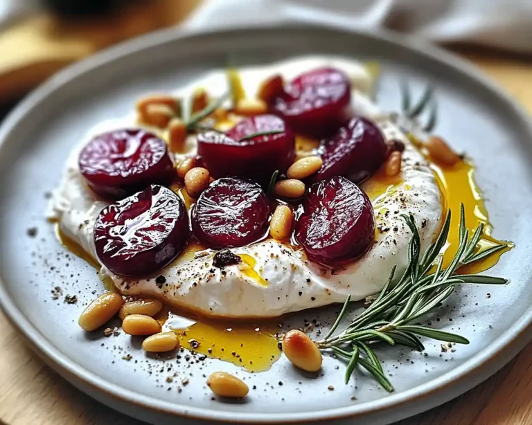 Burrata sur Prunes Rôties au Miel