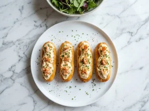 Éclairs salés à la mousse de crabe, citron vert et piment d'Espelette