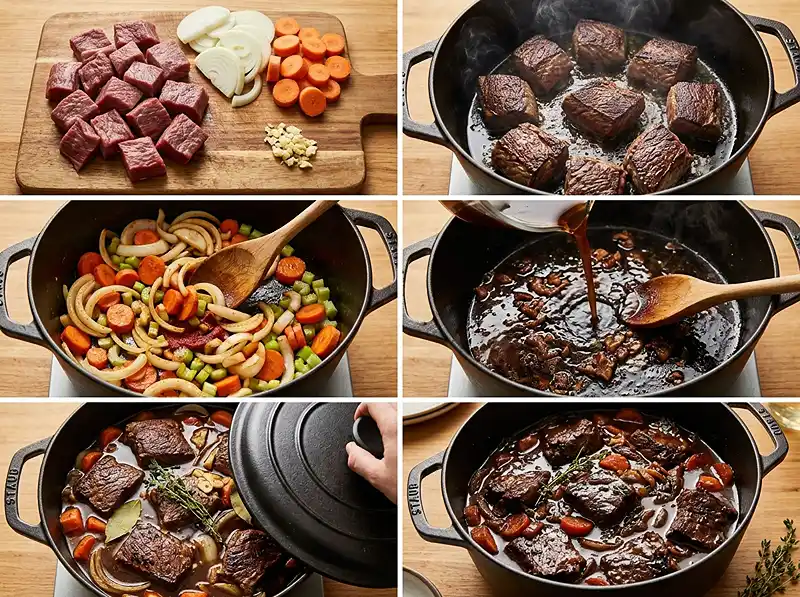 Flanchet de Boeuf en Sauce 4 La préparation de la recette flanchet de boeuf en Sauce