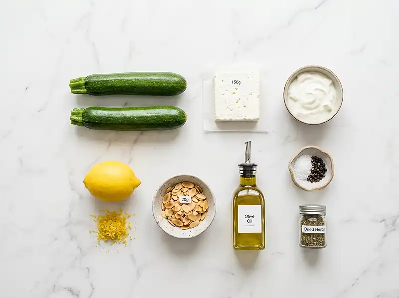 Carpaccio de Courgettes Fines, Feta Fouettée au Citron 3 Les ingrédients pour Carpaccio de Courgettes Fines, Feta Fouettée au Citron