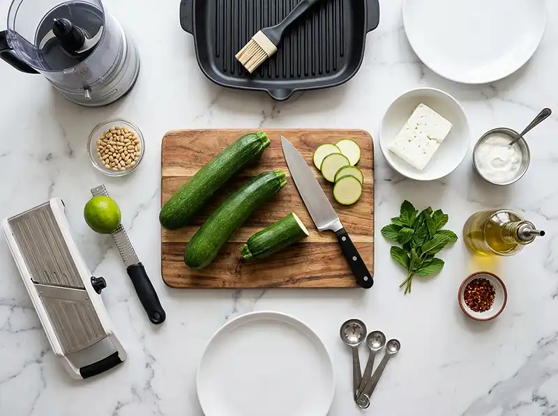 Mille-Feuille de Courgettes & Feta Fouettée au Citron 3 Les ingrédients pour Mille-Feuille de Courgettes & Feta Fouettée au Citron